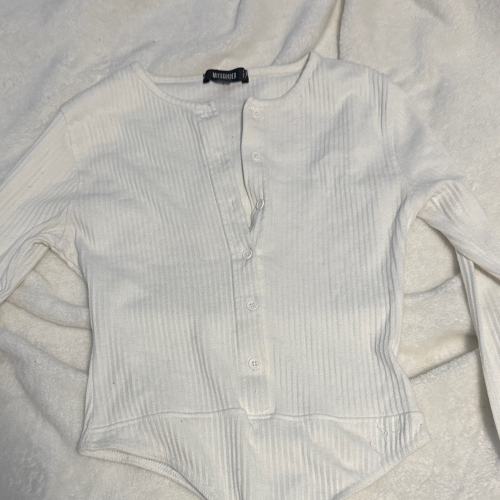 Missguided White Ribbed Bodysuit